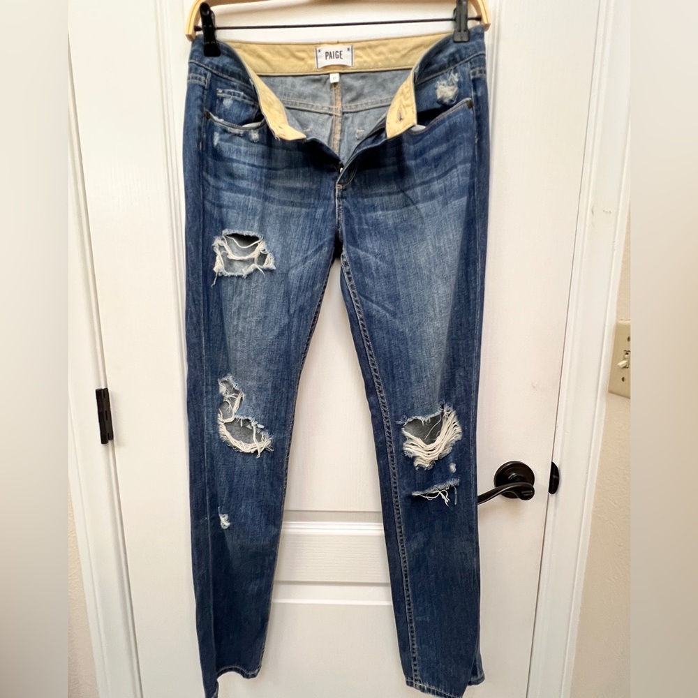 PAIGE Jimmy Jimmy Skinny Jeans Women’s 27 Distressed Ripped Boyfriend Denim - Picture 7 of 13